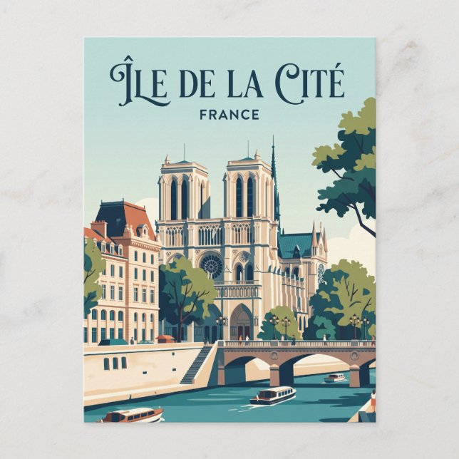 Postal Isla de la Cité Francia (Anverso)