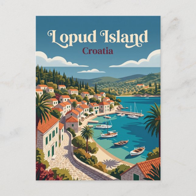 Postal Isla de Lopud, islas Elafiti Croacia (Anverso)