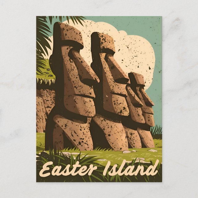 Postal Isla de Pascua Retro Vintage Chile (Anverso)