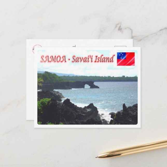 Postal Isla de Savai'i - Costa - Samoa (Anverso/Reverso In Situ)