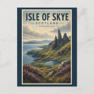 Postal Isla de Skye Escocia Paisaje Viaje Arte Retro