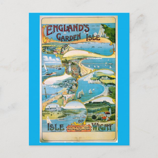 Postal Isla de Wight, Inglaterra, Isla Garden, Viaje (Anverso)