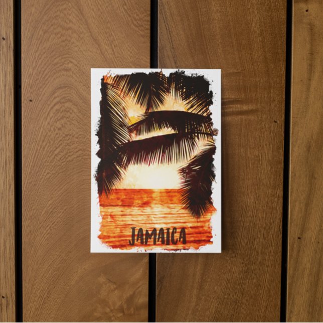 Postal Isla del Caribe Tropical Jamaica Sunset (jamaica sunset travel postcard)