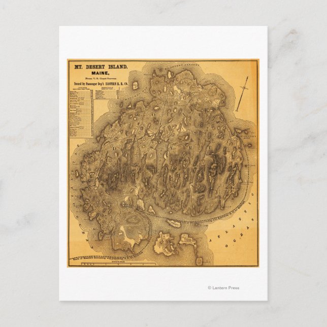 Postal Isla del desierto del MonteMapa panorámico (Anverso)