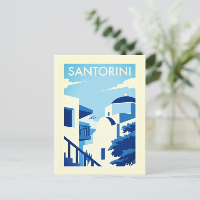 Postal Isla del Egeo Griego del Poster Santorini (Anverso de pie)
