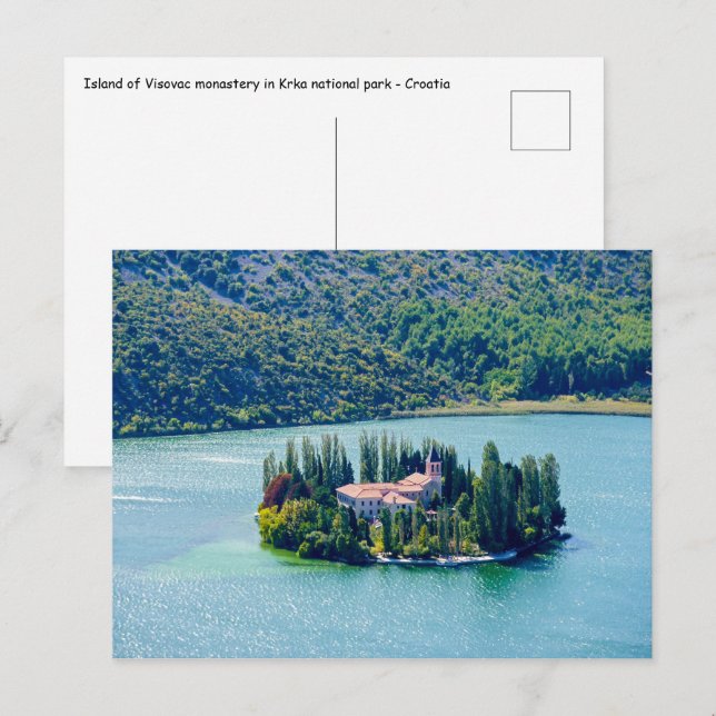 Postal Isla del monasterio de Visovac en Krka NP - Croaci (Anverso / Reverso)