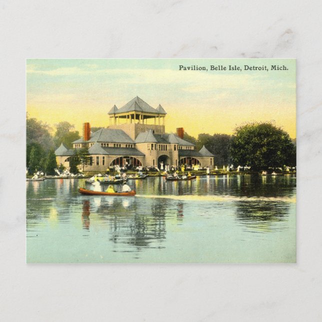 Postal Isla del Pavilion Belle, Antigua Michigan 1915 (Anverso)