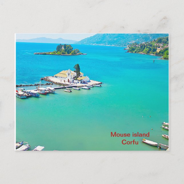 Postal Isla del ratón en Corfú, Grecia (Anverso)