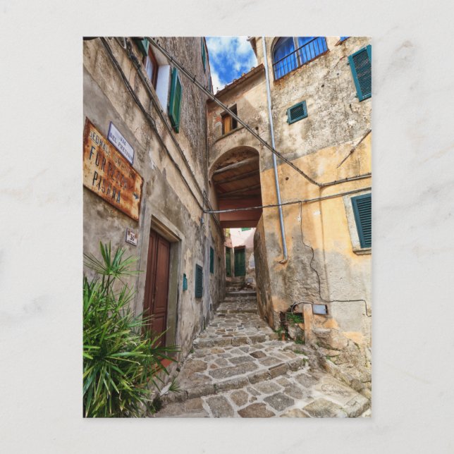 Postal Isla Elba - casco antiguo de Marciana (Anverso)