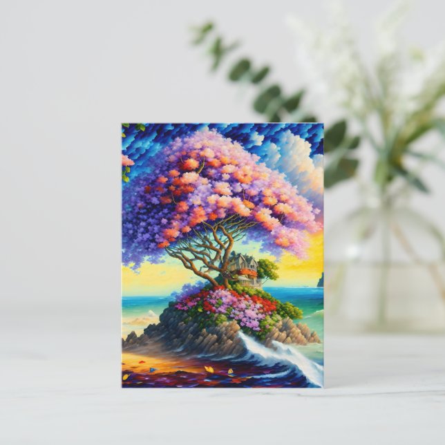 Postal Isla escondida en el océano (Anverso de pie)