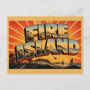 Postal Isla Fire Nueva York Dunas Bosque Marítimo Arte