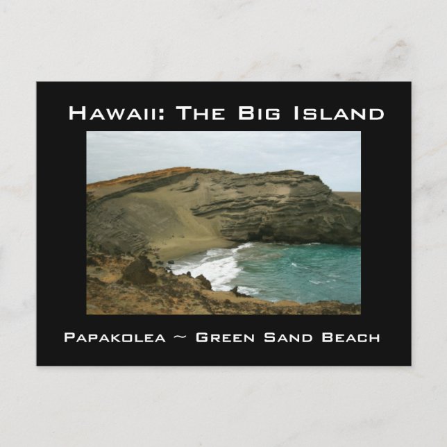 Postal Isla Grande de la playa de Hawaii Green Sands (Anverso)