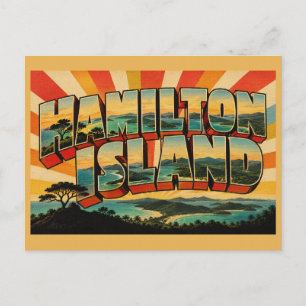 Postal Isla Hamilton Queensland Arte de Viaje Vintage