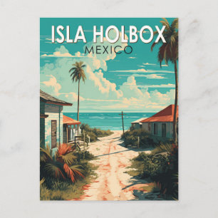 Postal Isla Holbox México Viaje Arte Vintage