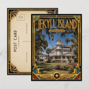 Postal Isla Jekyll Georgia Arte Deco Vintage Edad Dorada