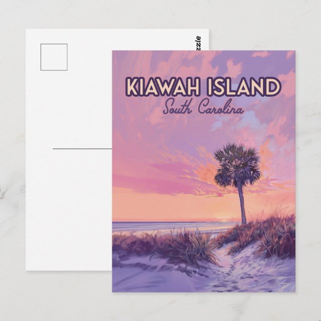 Postal Isla Kiawah South Carolina Beach Palm Tree (Anverso / Reverso)