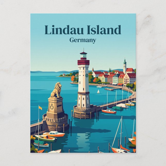 Postal Isla Lindau Alemania (Anverso)