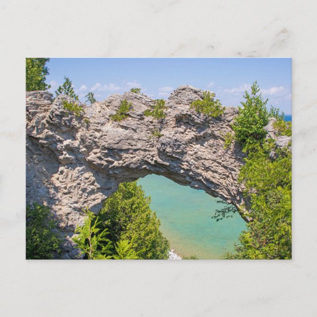 Postal Isla Mackinac Rock del Arco Michigan (Anverso)