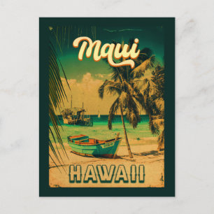 Postal Isla Maui Hawaii Retro Palmeras Souvenirs de los a