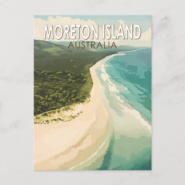 Postal Isla Moreton Australia Viaje arte cosecha (Anverso)