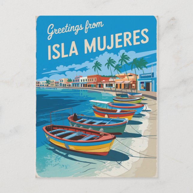 Postal Isla Mujeres México Vintage (Anverso)