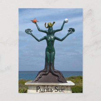 Postal Isla Mujeres Postcard of Mayan Vishnu