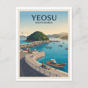 Postal Isla Odongdo y puerto marítimo de Yeosu