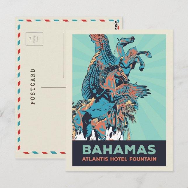 Postal Isla Paraíso de las Bahamas, fuente del complejo A (Anverso / Reverso)