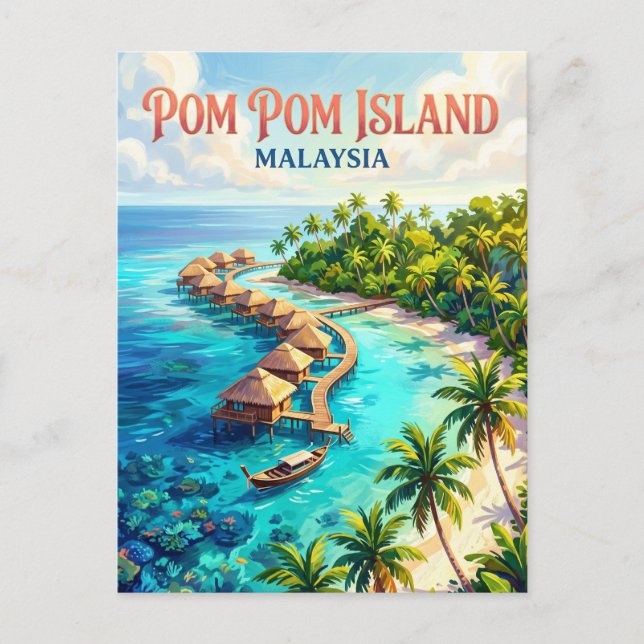 Postal Isla Pom Pom Malasia (Anverso)