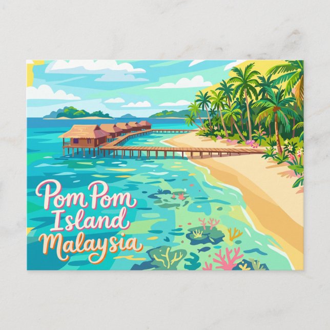 Postal Isla Pom Pom Malasia (Anverso)