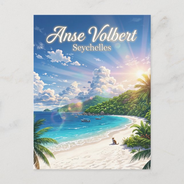 Postal Isla Praslin, Anse Volbert, Praslin Seychelles (Anverso)