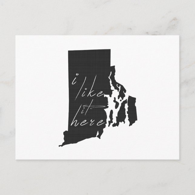 Postal Isla Rhode Me Gusta Aquí El Silhouette Negro (Anverso)