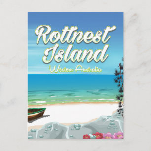 Postal Isla Rottnest Australia cartel de viaje al océano