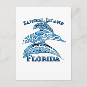 Postal Isla Sanibel Florida Vacaciones para delfines trib