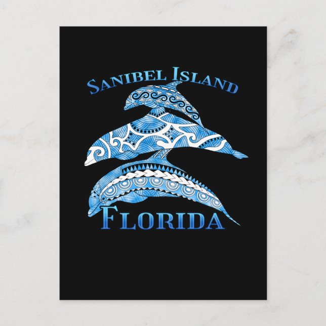Postal Isla Sanibel Florida Vacaciones Tribales Delfines (Anverso)