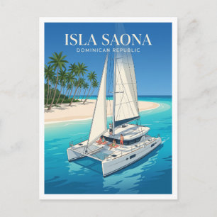 Postal Isla Saona – Llegada en Catamarán Rodeada de Palme