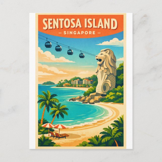 Postal Isla Sentosa, Singapur viaje (Anverso)
