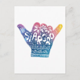 Postal Isla Siargao surf shaka con mano