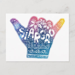 Postal Isla Siargao surf shaka con mano