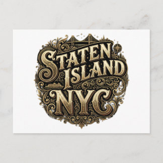 Postal Isla Staten New York City Ferry Bridge Arte Dorado