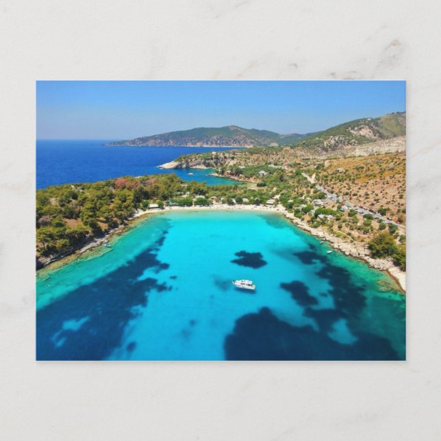 Postal Isla Thassos Kavala Grecia Agua turquesa Azul (Anverso)