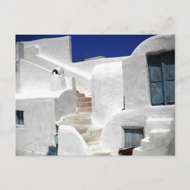 Postal Isla Thirasia por encima de Santorini (Anverso)