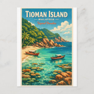 Postal Isla Tioman, Malasia, en un vibrante trópico
