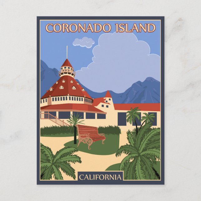 Postal Isla tropical Coronado, California (Anverso)