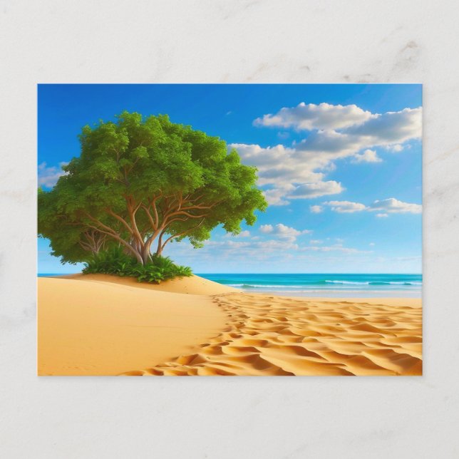 Postal Isla Tropical Desierta Playa de Arena (Anverso)
