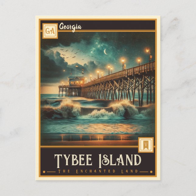 Postal Isla Tybee, Georgia | Vintage (Anverso)