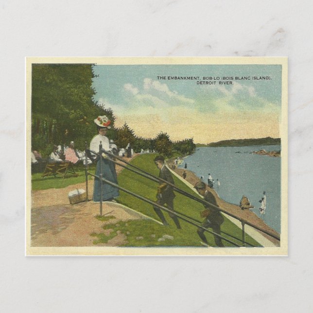 Postal Isla Vintage Blanc Río Detroit (Anverso)