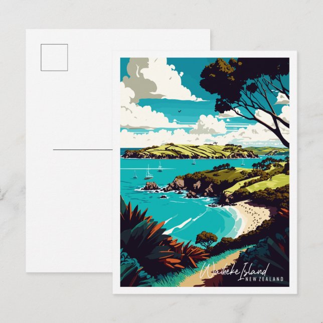 Postal Isla Waiheke Viaje de Nueva Zelanda (Anverso / Reverso)