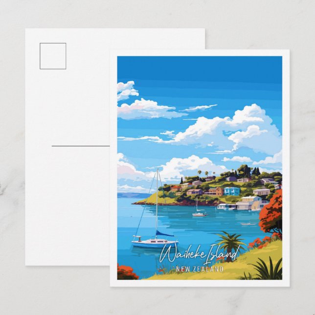 Postal Isla Waiheke Viaje de Nueva Zelanda (Anverso / Reverso)
