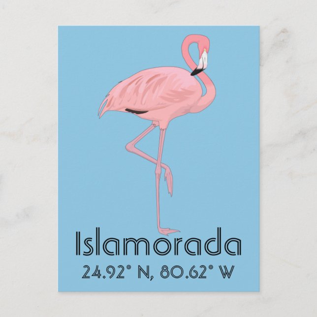 Postal Islamorada FL Keys Flamingo Latitud Longitud (Anverso)